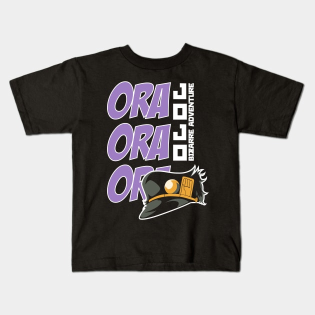 ORA ORA ORA JJBA Anime Fanart Kids T-Shirt by Planet of Tees